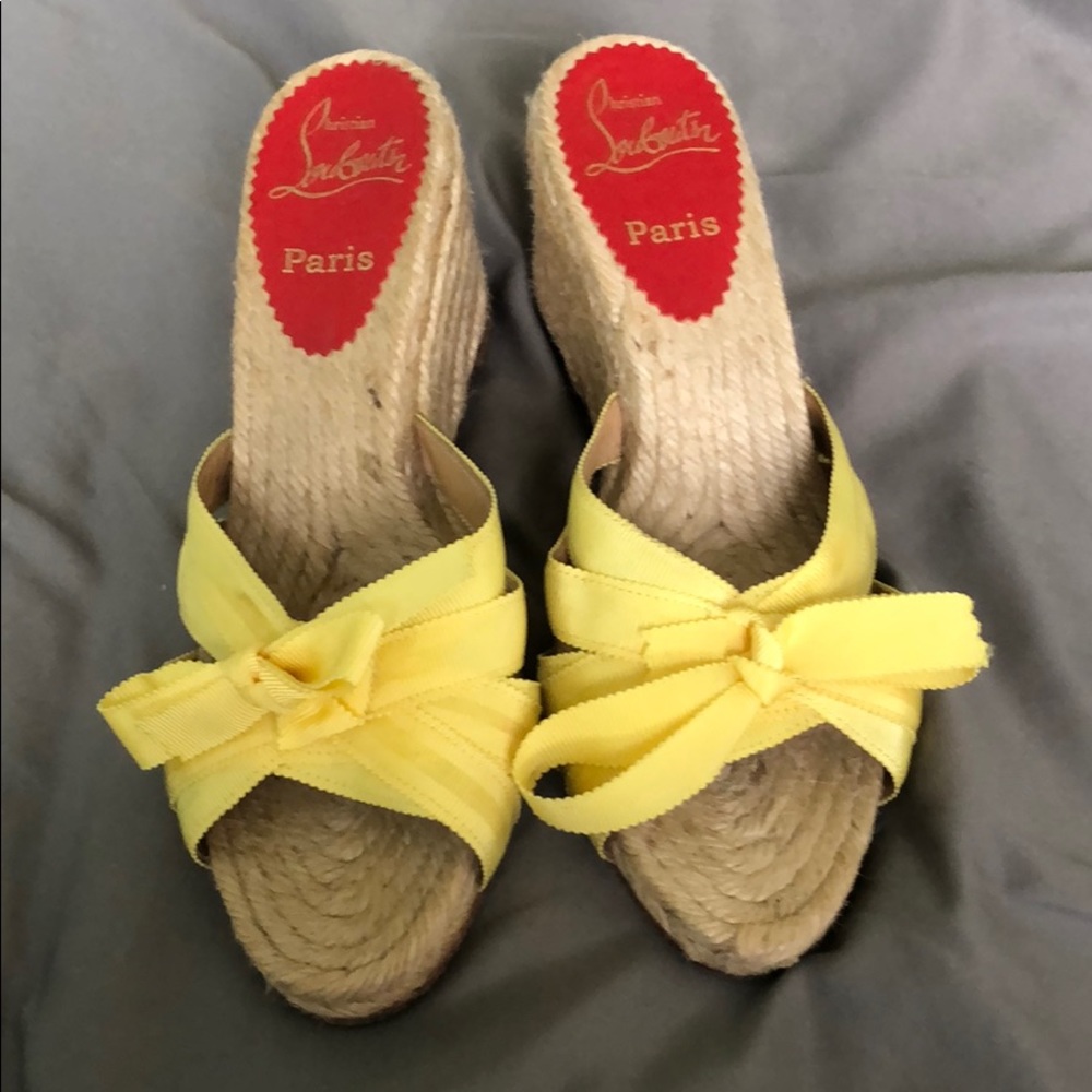 Yellow Christian louboutin  wedged shoes